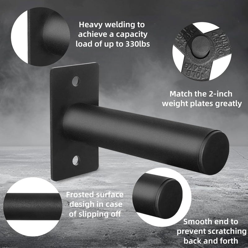 powerfeng Wall Mounted Weight Plate Rack: Wall Mounted Weight Rack Storage for 2" Olympic Weight Plate - Wall Mounted Weight Plate Holder for Gym Home 4PCS - Image 4